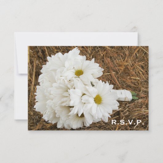 Land/Barn Wedding RSVP - Daisy Bouquet & Hay (Voorkant)