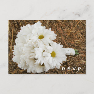 Land/Barn Wedding RSVP - Daisy Bouquet & Hay Kaartje