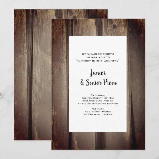 Land Barn Wood Junior/Senior Prom Kaart (Voorkant / Achterkant)