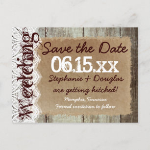 Land Barn Wood Rustic Save the Date Briefkaarten