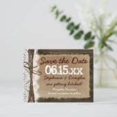Land Barn Wood Rustic Save the Date Briefkaarten (Staand voorkant)