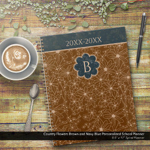 Land Bloemen Bruin Blauw Gepersonaliseerde School Planner