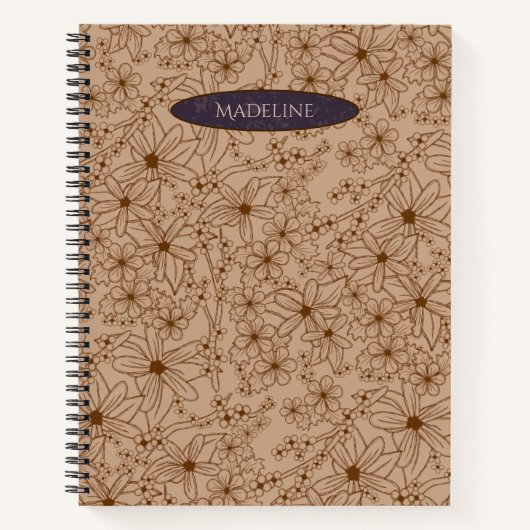 Land Bloemen Hand getrokken Patroon Tan  Notitieboek (Voorkant)