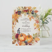 Land Bloemen Pompoen Scrip Bruiloft Kaart (Staand voorkant)