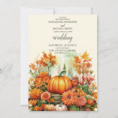 Land Bloemen Pompoen Scrip Bruiloft Kaart (Voorkant)