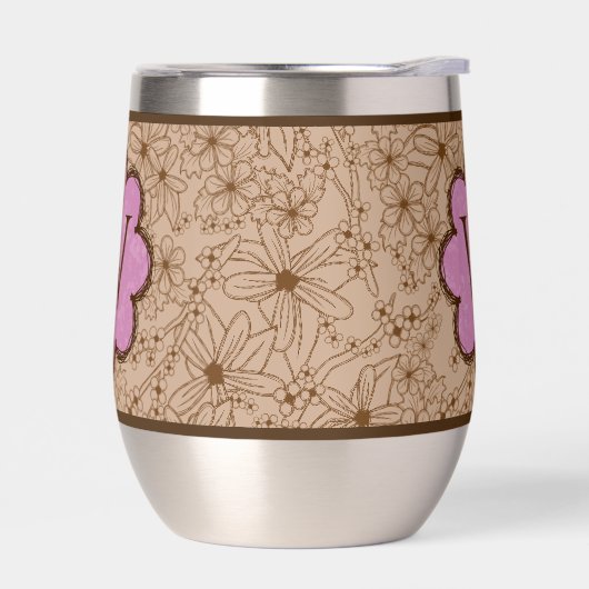 Land Bloemen: Tan en Roze Monogrammed (Links)