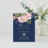 Land Blue Blush Roses Wedding Ampersand Briefkaart (Staand voorkant)