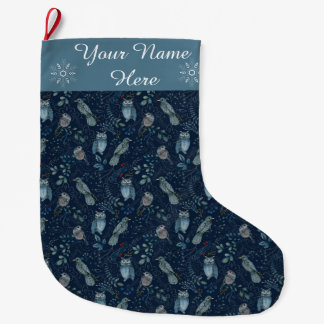 Land Blue Owl Feminine Dove Custom Name Grote Kerstsok