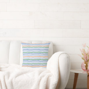 Land Blue Pastel Stripe Farmhouse Sierkussen