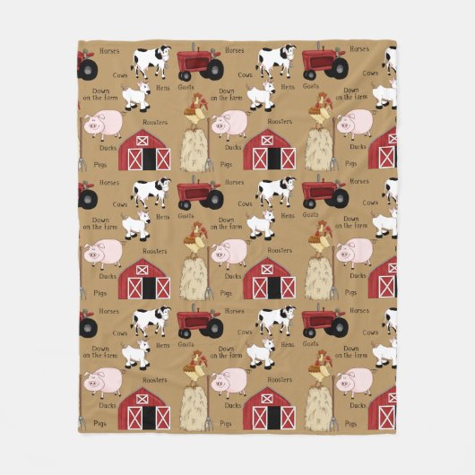 Land Boerderij en dieren fleece deken (Voorkant)