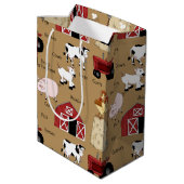 Land Boerderij patroon medium cadeau tas Medium Cadeauzakje (Achterkant Gekanteld)