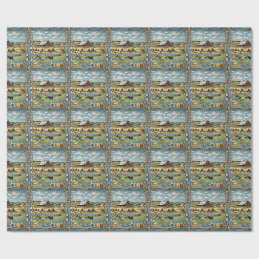 Land Boerderij Quilt Cadeaupapier (Vlak)