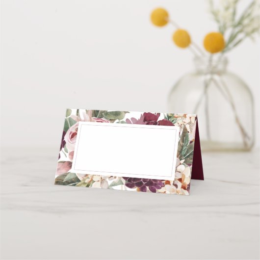 Land Boho Floral Weddenschap Place Cards (Voorkant)