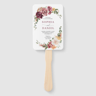 Land Boho Roos Bloemen Trouwprogramma Fan Handwaaier