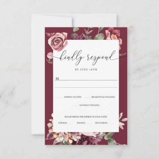 Land Boho Roos Wedding RSVP Kaart (Voorkant)