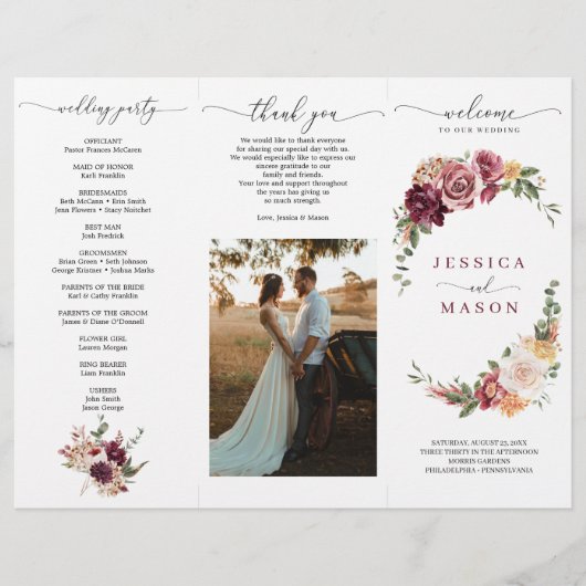 Land Boho Trivouding Wedding Programme Flyer (Voorkant)