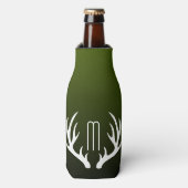 Land Bosland Groene Witte Herten Antlers Flesjeskoeler (Fles Voorkant)
