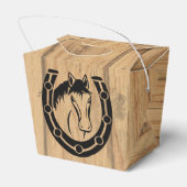 Land Bruiloft Paard Hoefijzer Western Hout Bedankdoosjes (Achterkant)