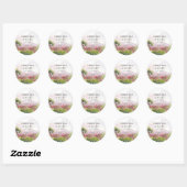 Land Bruiloft Roze Bloemenweide Ronde Sticker (Vel)