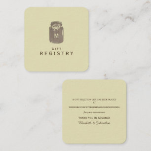Land Burlap Mason Jar Bruiloft Gift Registry Informatiekaartje