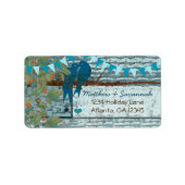Land Chic Aqua Bunting Tortelduifjes Etiket (Voorkant)