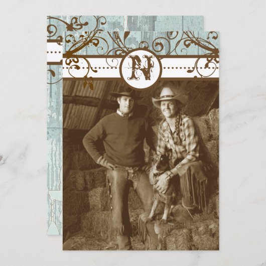 Land Chic Chocolate Mint Rustic Barn Wood Kaart (Voorkant / Achterkant)