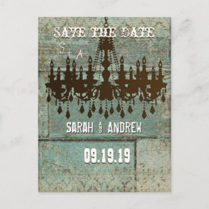 Land Chic Chocolate Mint Rustic Sparen de Datum Aankondigingskaart