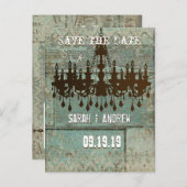 Land Chic Chocolate Mint Rustic Sparen de Datum Aankondigingskaart (Voorkant / Achterkant)