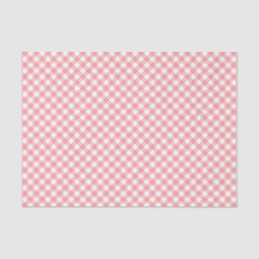 Land Chic Pastel Blush Coral Gingham Tissuepapier (Voorkant)