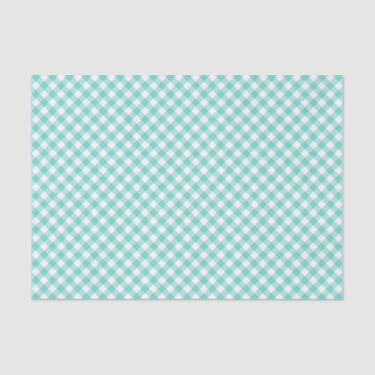 Land Chic Pastel Mint Turquoise Gingham Tissuepapier (Voorkant)