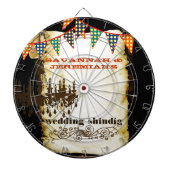 Land Chic Rustic Chandelier Wedding Dart Board Dartbord (Voorkant)