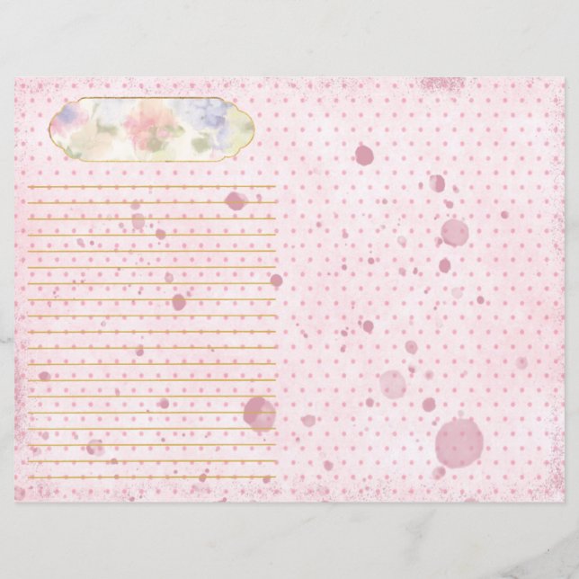 Land Chique Bloemen Polka Dot Junk Journal Page (Achterkant)