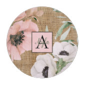 Land Chique Floral Burlap Monogram Snijplank (Voorkant)