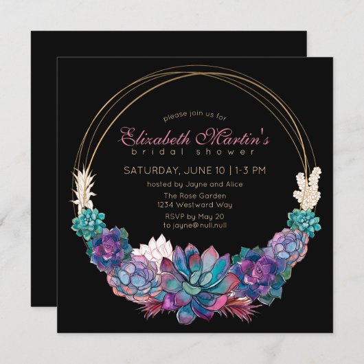 Land Chique Waterverf Succulent Vrijgezellenfeest Kaart (Voorkant / Achterkant)