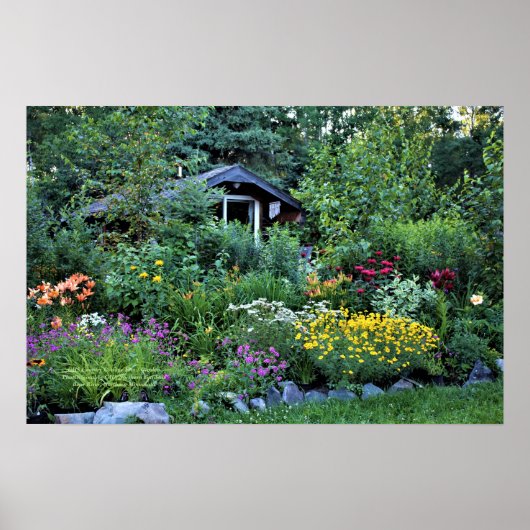 Land Cottage Front Summer Garden Poster (Voorkant)