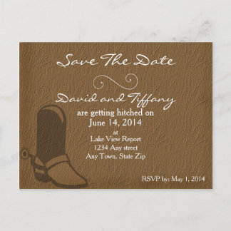 Land Cowboy Boots Wedding Save the Date Kaarten