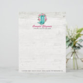 Land Cowgirl Boots & Shabby Rozen Rustige Wood Briefhoofd Ontwerp (Staand voorkant)