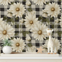 Land Daisy Bloemen Grijs Wit Plaid Patroon