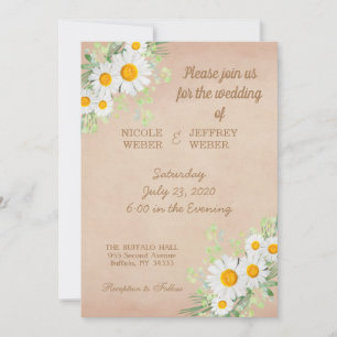 Land Daisy Spring Rustic Flower Wedding Invite Kaart