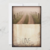 Land Dirt Road Rustic Fence Post Wedding Invite Kaart (Achterkant)