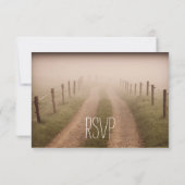 Land Dirt Road Rustic Fence Post Wedding RSVP (Achterkant)