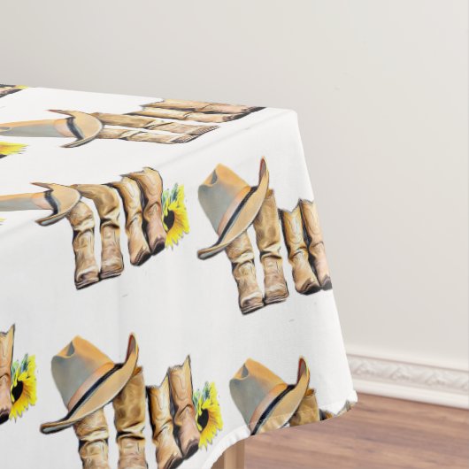 Land- en Westerne bruiloft Cowboy Boots Tafelkleed (Voorbeeld)
