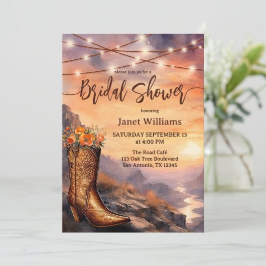 Land en Westerne laarzen Vrijgezellenfeest Kaart (Staand voorkant)