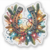 Land en Westerne rustieke Hoefijzer kerst Sticker (Voorkant)