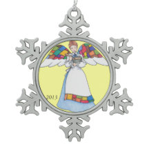 Land Engel (Blauw) Sneeuwvlok Ornament