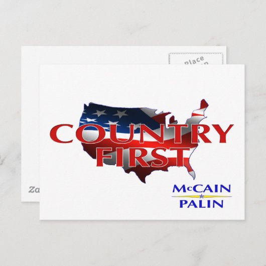 Land First John McCain Sarah Palin briefkaarten (Voorkant / Achterkant)