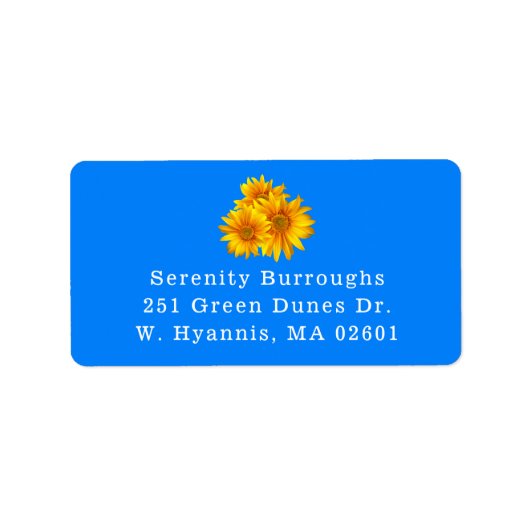 Land Floral Blue Summer Herfst Yellow Sunflower Etiket (Voorkant)