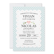 Land Floral Gingham Pink Blue Wedding