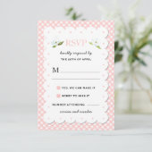 Land Floral Gingham Pink Blue Wedding RSVP (Staand voorkant)