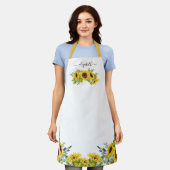 Land Florence Waterverf Geel Zonnebloem Schort (Gedragen)